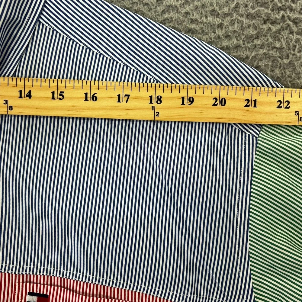 Vintage Tommy‎ Hilfiger Striped Color Block Button Up Collared Shirt Men's Large